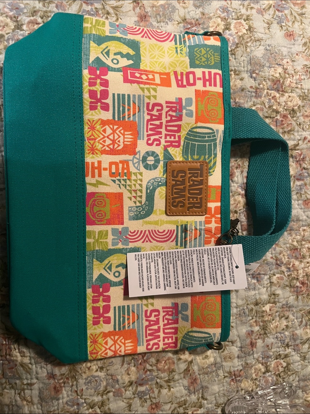 Disney Teal Canvas Mini Bag with Multi-Color Trader Sam's Print